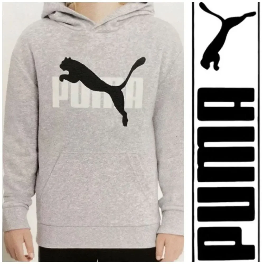 PUMA - 🎉HP🎉Youth Sz L (14-16) French Terry Puma Cat Logo Hoodie/GrayUnisex/NWT!